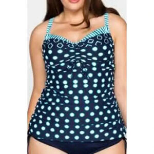Coco Reef Navy Capta High Tide Mix Tankini Top Swimsuit Size 34DD